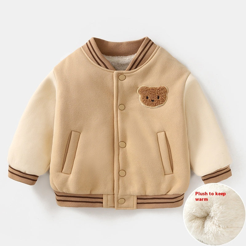 Fleece-lined Baseball Uniform Cotton Clothes Coat