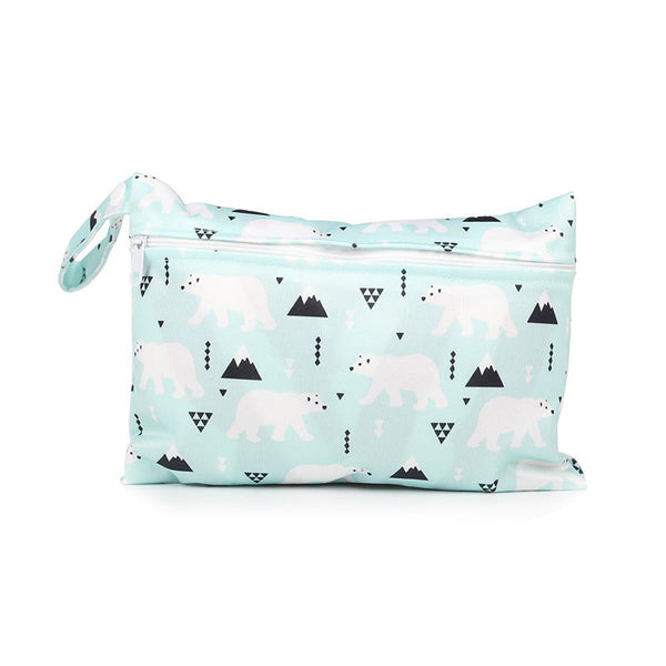 Cartoon printed single zipper small diaper storage bag