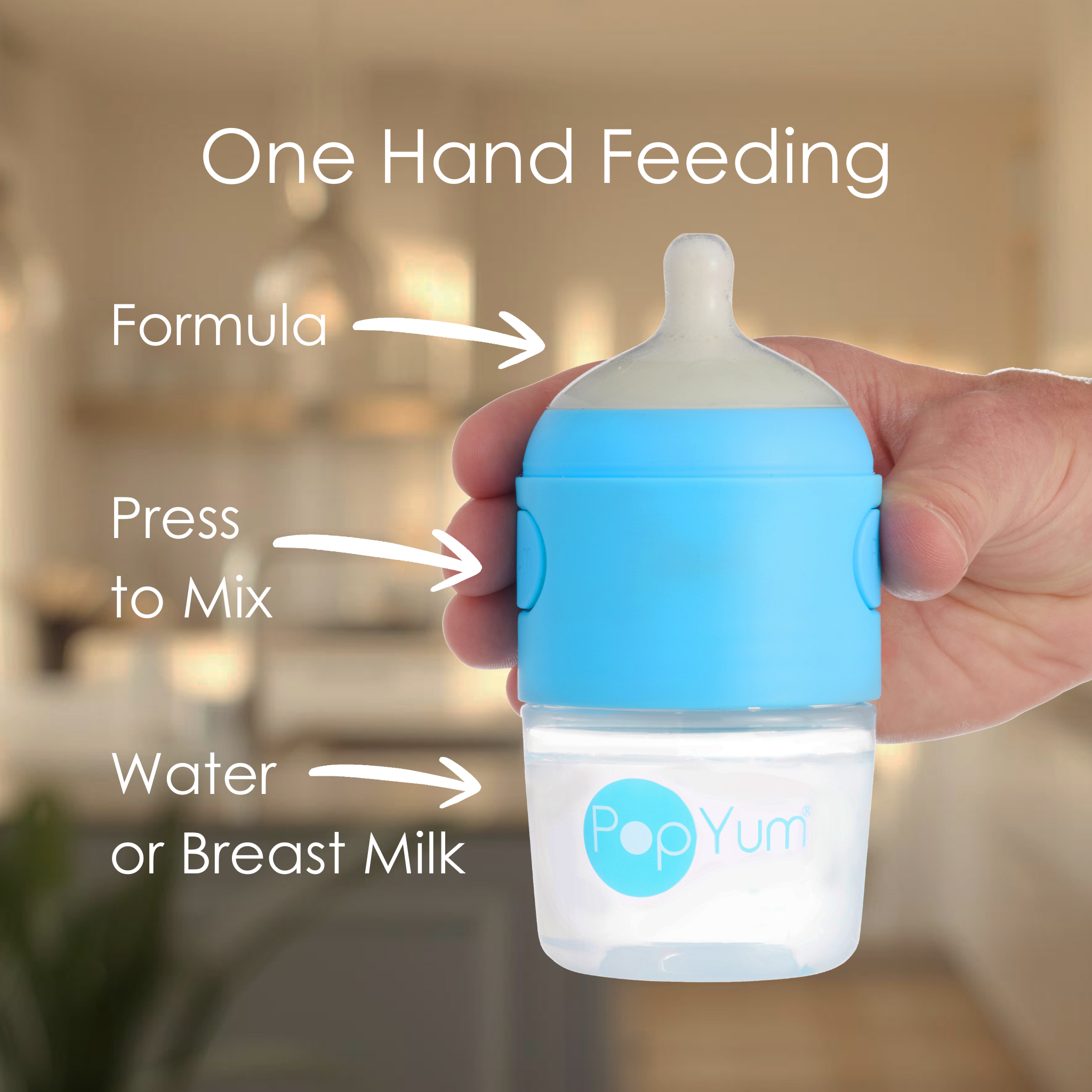 PopYum 5oz Anti-Colic Baby Bottle for Breast and Formula Feeding, 2-Pack, Blue, #1 Slow Flow Nipples