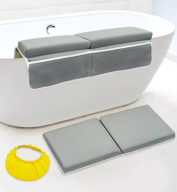 2PC Bath Kneeler and Elbow Rest Pad Set | Comfortable Baby Bath Kneeler Baby Bath Bathtub Accessories | Kneeling Pad for Baby Bath | Bath Toy Organizer Baby | Bath Pad Kneeling Mat for Bathing Baby - # BAGE11110007