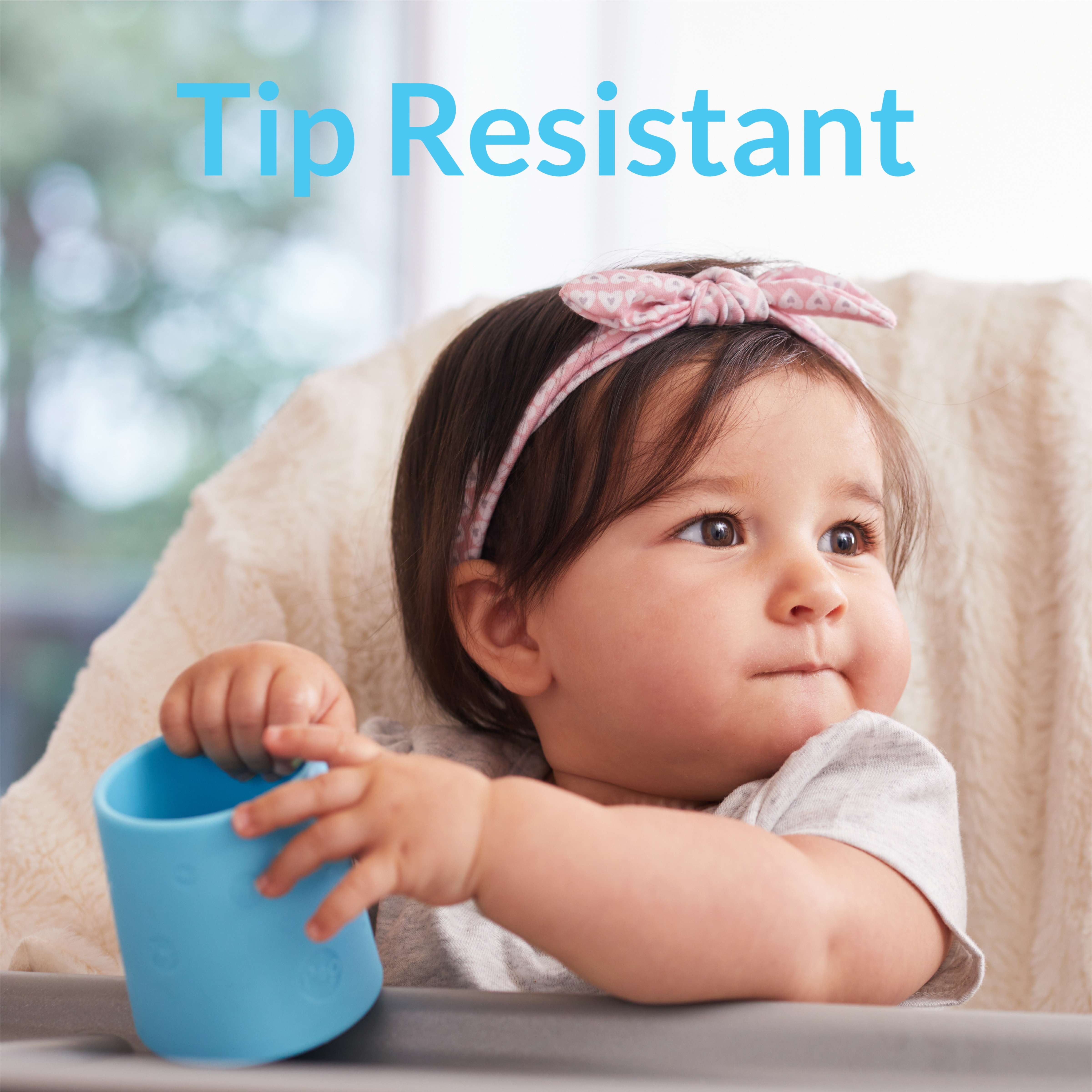 PopYum Silicone Training Cup 2-Pack for Baby and Toddler, handles, BPA Free, self feeding training, tumbler (sky blue and mint green)