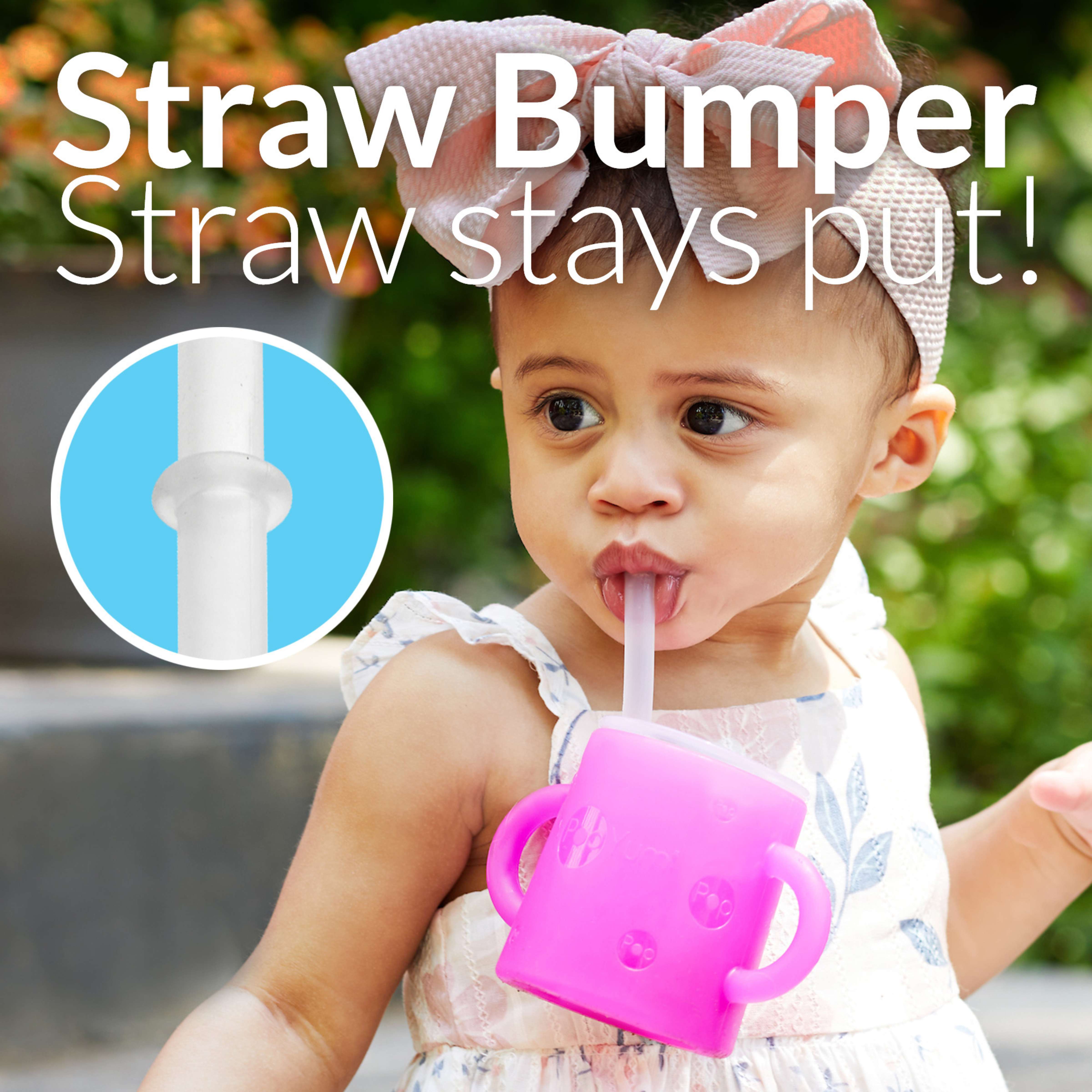 PopYum Silicone Training Cup with Straw + Lid 2-Pack for Baby, Infant and Toddler, Tumbler, Sippy, handles, 5 ounce (blue, orange)