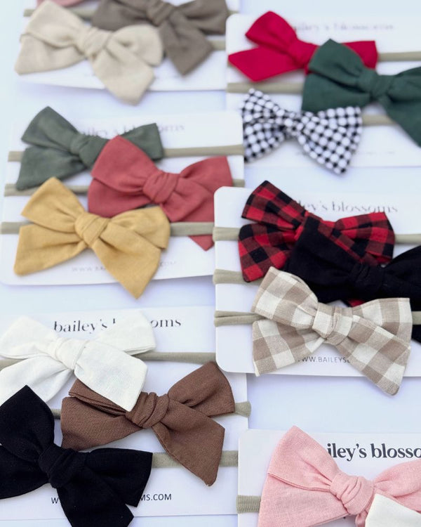 3-piece Linen Cotton Nylon Headband Set - Classic Christmas