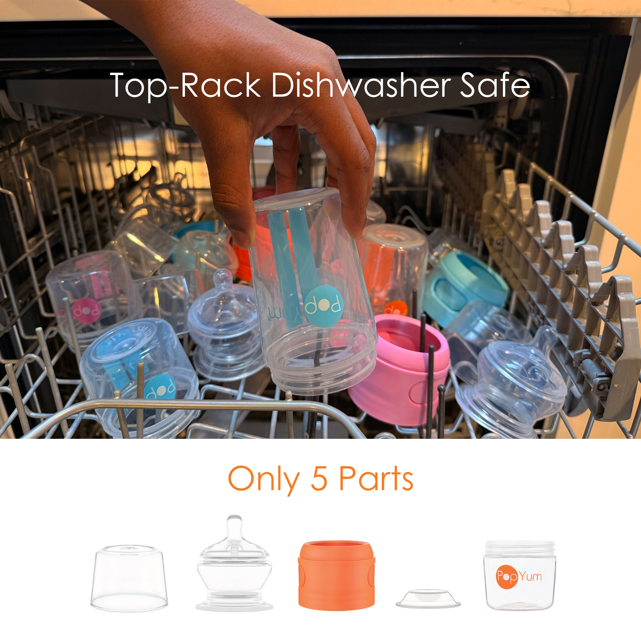 PopYum Orange 10 Piece Bundle: Bottle Set + 3 Nipple 2-Packs