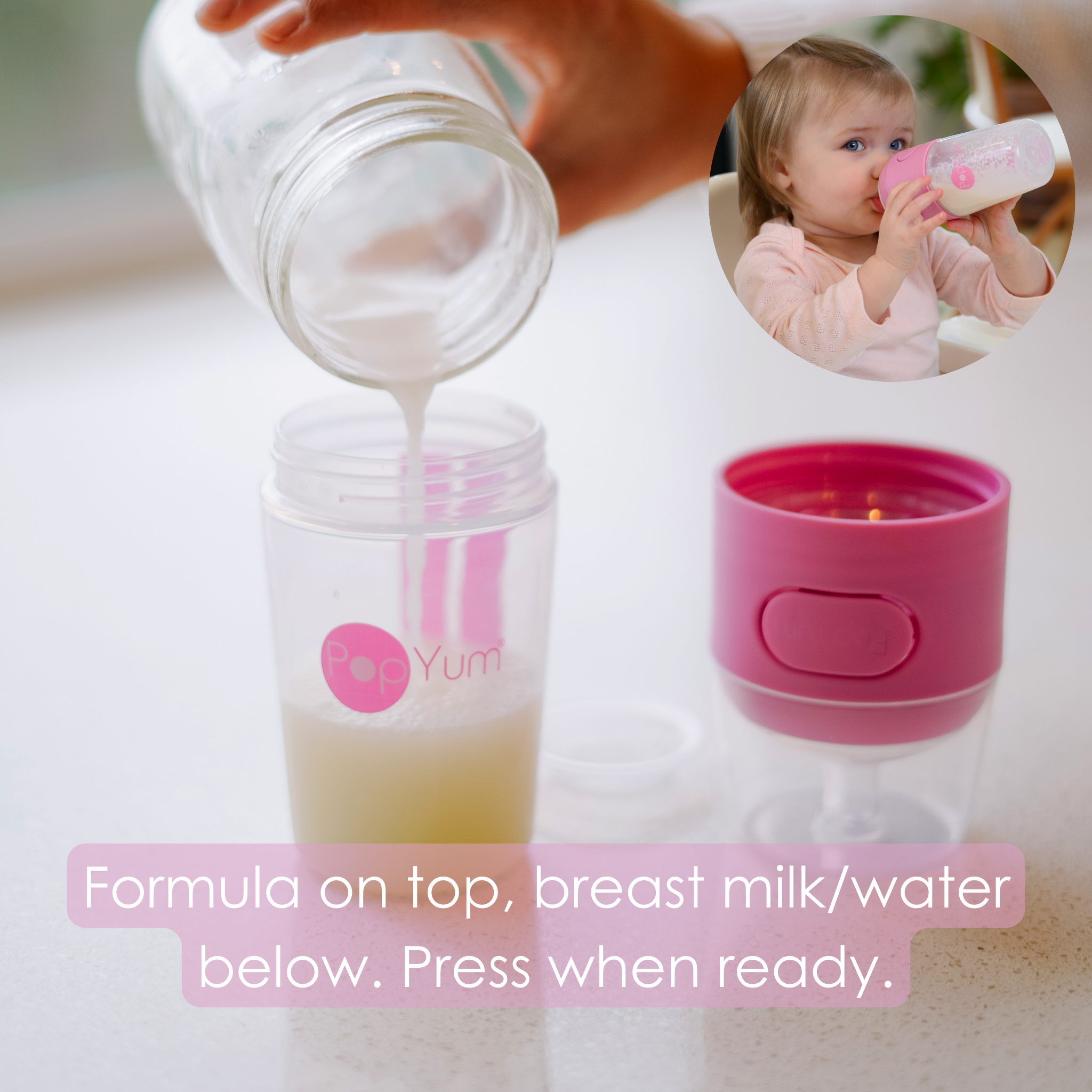PopYum Pink 7 Piece Bundle: 9oz Bottle 3-Pack + 2 Nipple 2-Packs