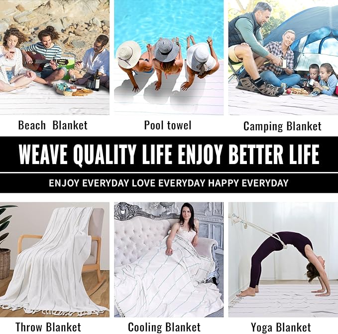 Genovega Blue Throw Blanket Bedroom Decoration Living Room Accessories Sofa Couch Cover Chair Apartment Essential House Goods Navy Stripe Shark Lake House Kids Teen Boy Baby Nursery Decoration
