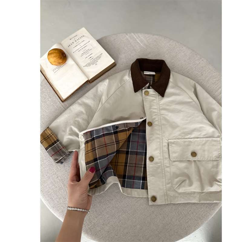 Spring Boys' And Girls' Korean-Style Trendy Plaid Patchwork Jacket