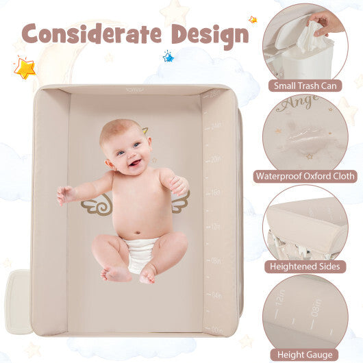 Portable Baby Changing Table with 3-Level Adjustable Height-Black