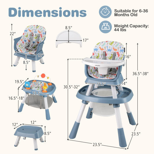 16-in-1 Baby High Chair with Activity Center and Booster Seat for Babies and Toddlers-Celadon - Color: Green