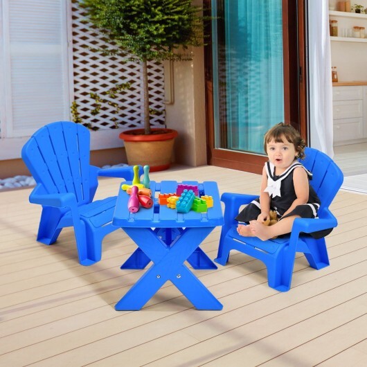 3-Piece Plastic Children Play Table Chair Set-Red