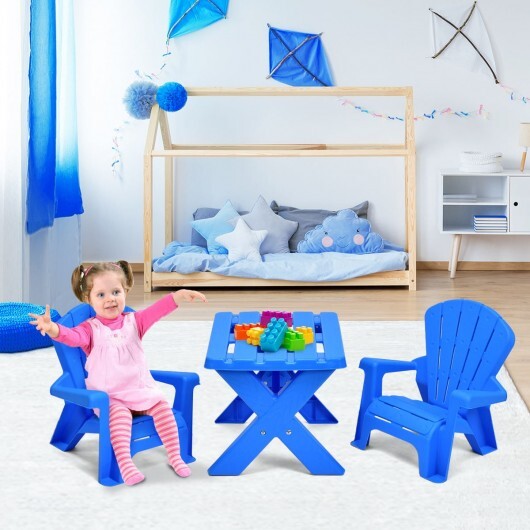 3-Piece Plastic Children Play Table Chair Set-Red