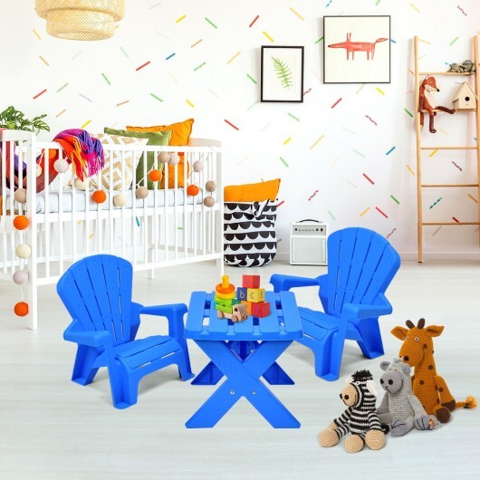 3-Piece Plastic Children Play Table Chair Set-Red