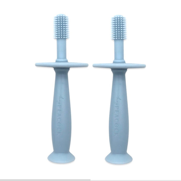 HeyPeacock Baby 360 Degrees Toothbrush with Choke Protection and Suction Base (Blue)