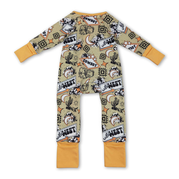 Long sleeves wild west cactus baby kids zipper romper