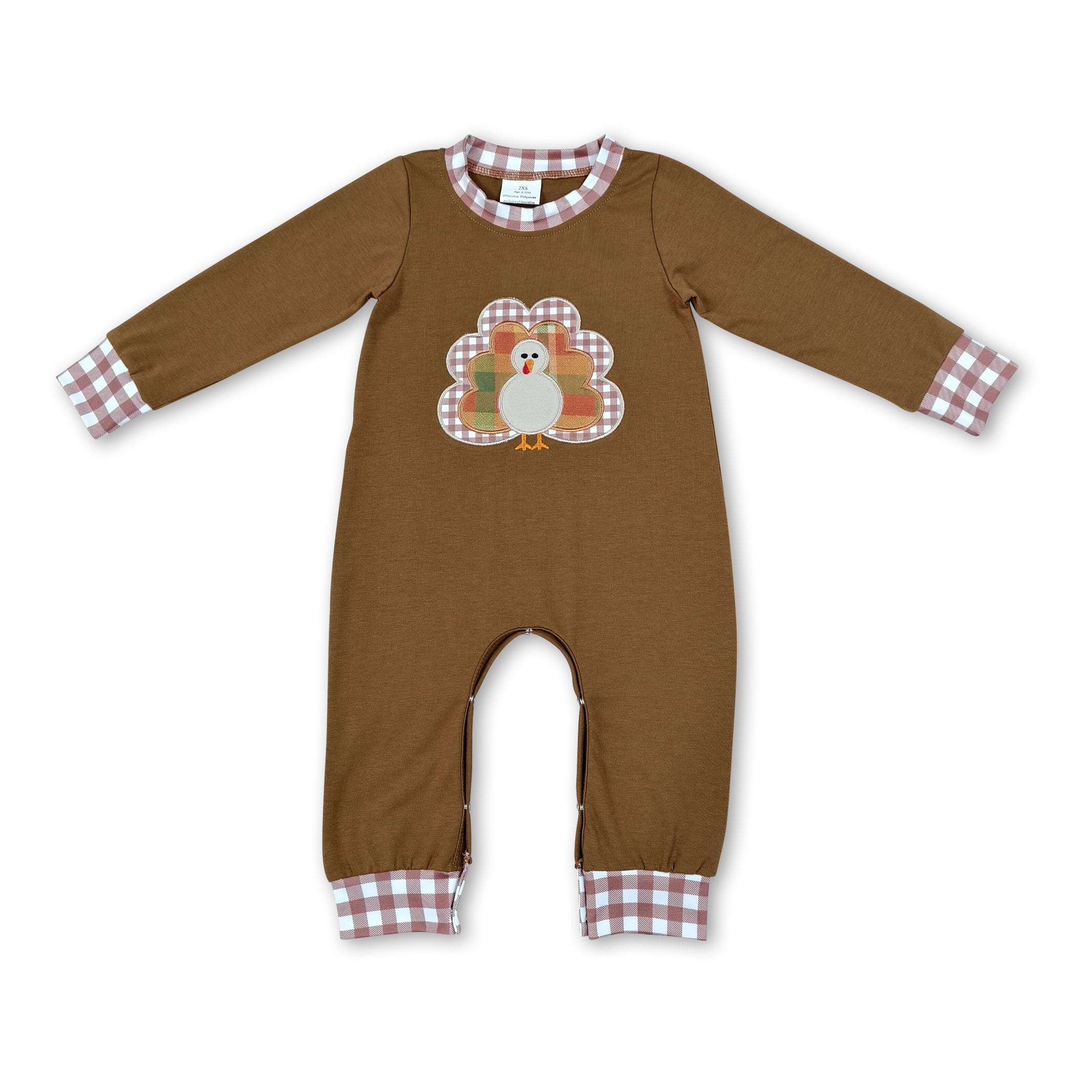 Turkey embroidery baby boy Thanksgiving romper