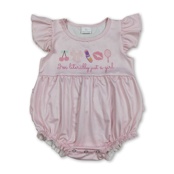 I'm literally just a girl ruffle make up baby romper