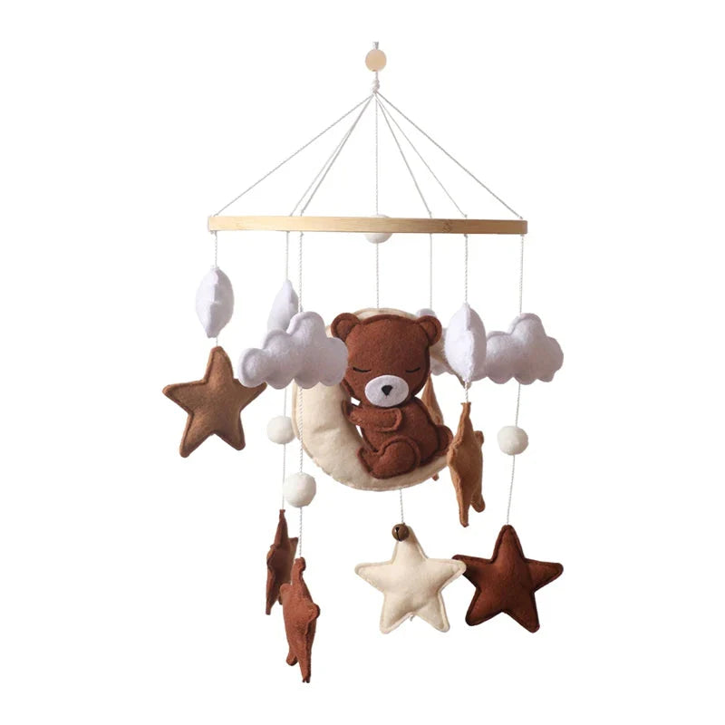 Baby Wooden Bed Bell Cartoon Rabbit Mobile