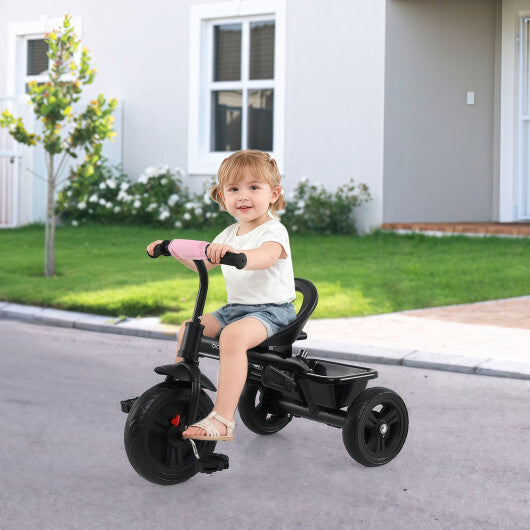 7-in-1 Baby Stroller Tricycle with Adjustable Canopy and Foldable Footrests for Ages 9-60 Months Old-Gray