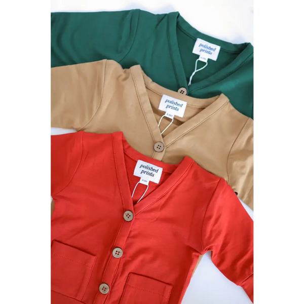 Buttery Soft Forest Green Baby Grandpa Cardigan