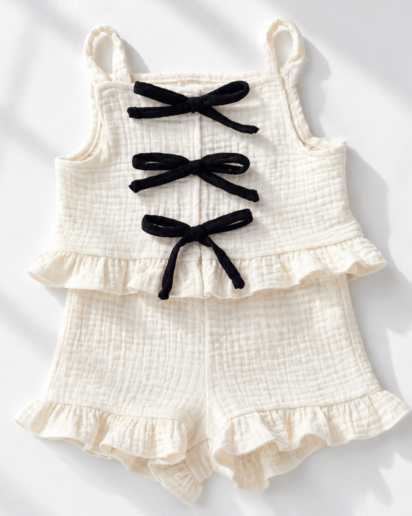Colette Peplum Bow Front Two-Piece Set - Antique Cream