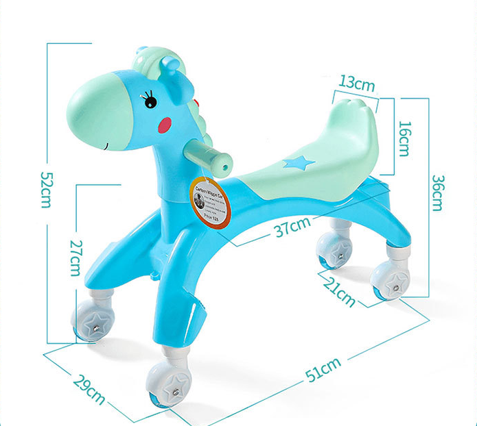 Silent Wheel Musical Walker, Cartoon Ride-On Toy