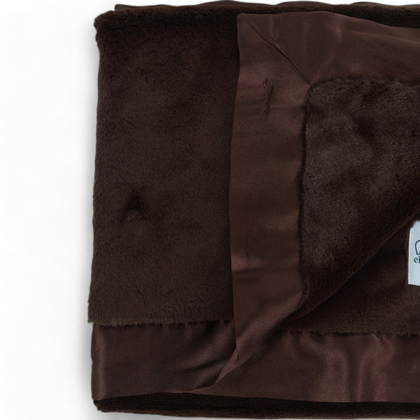 Luxury Baby Blanket with Satin Trim - Chocolate