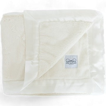Luxury Baby Blanket with Satin Trim - Ivory