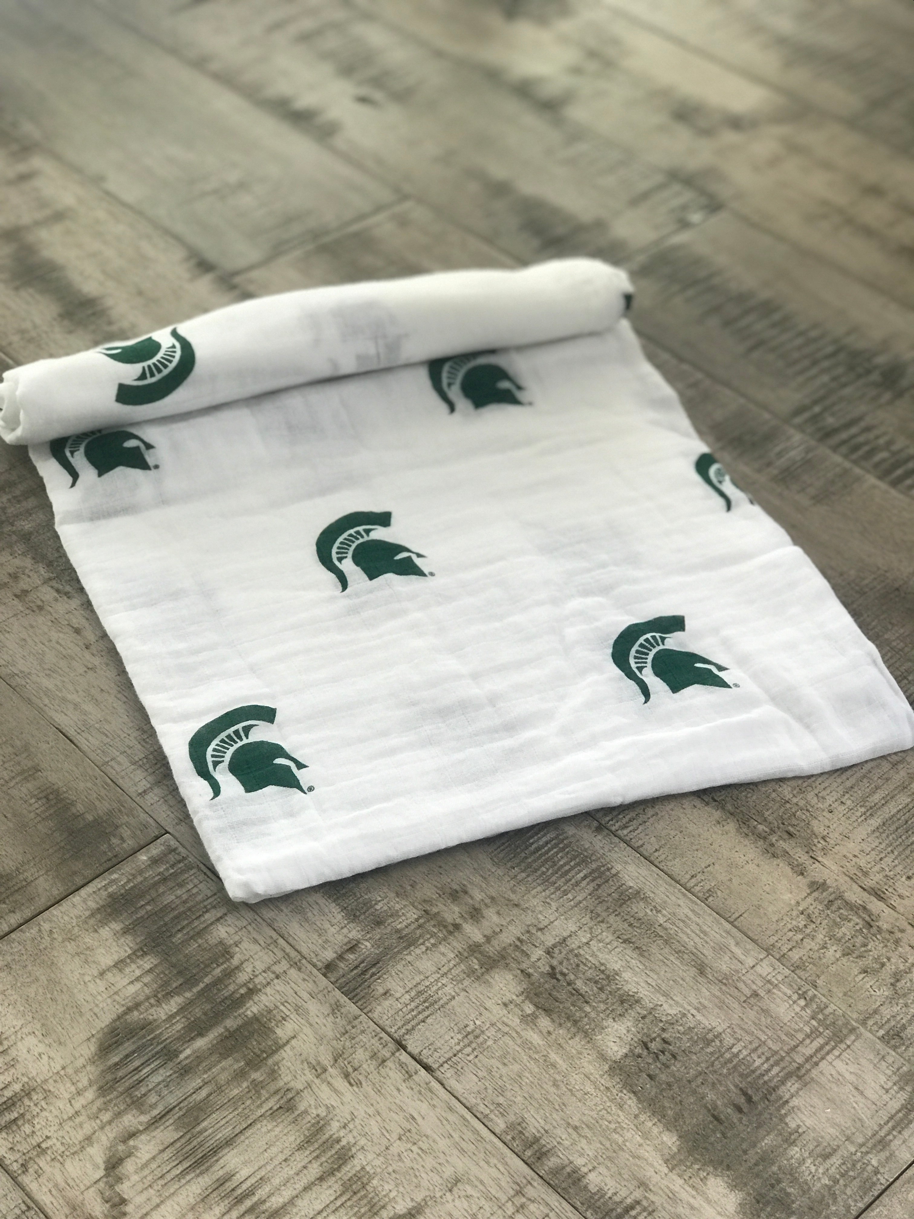 Michigan State University Spartans Muslin Swaddle Blanket – Soft Breathable Baby Blanket | Officially Licensed MSU Gift