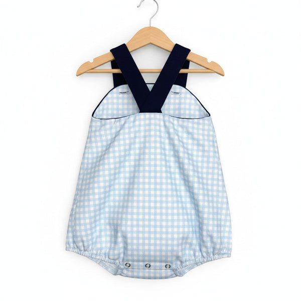 Classic Navy Gingham Bubble Romper