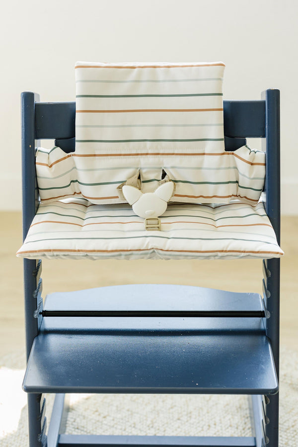 Multi Stripe Stokke Tripp Trapp Seat Cushion - Wipeable Cover - Baby Highchair Accessories - Neutral Stripes