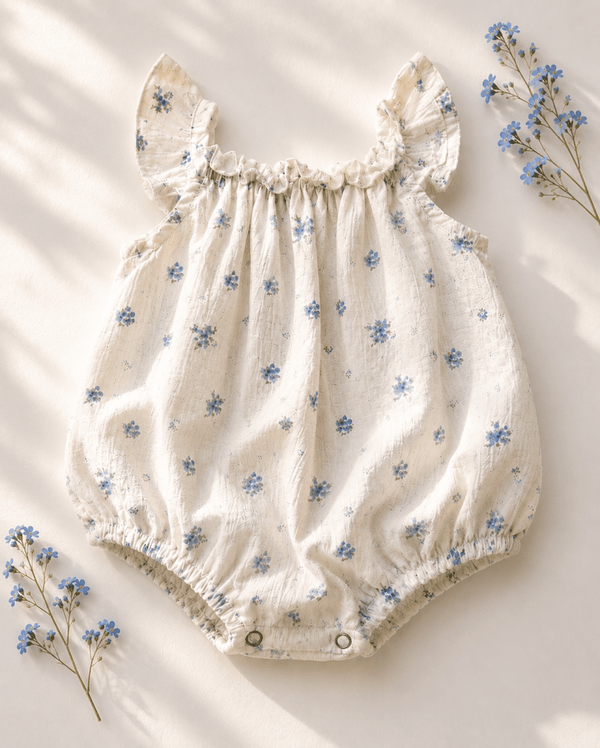 Ivy Flutter Sleeve Bubble Romper - Blue Patina