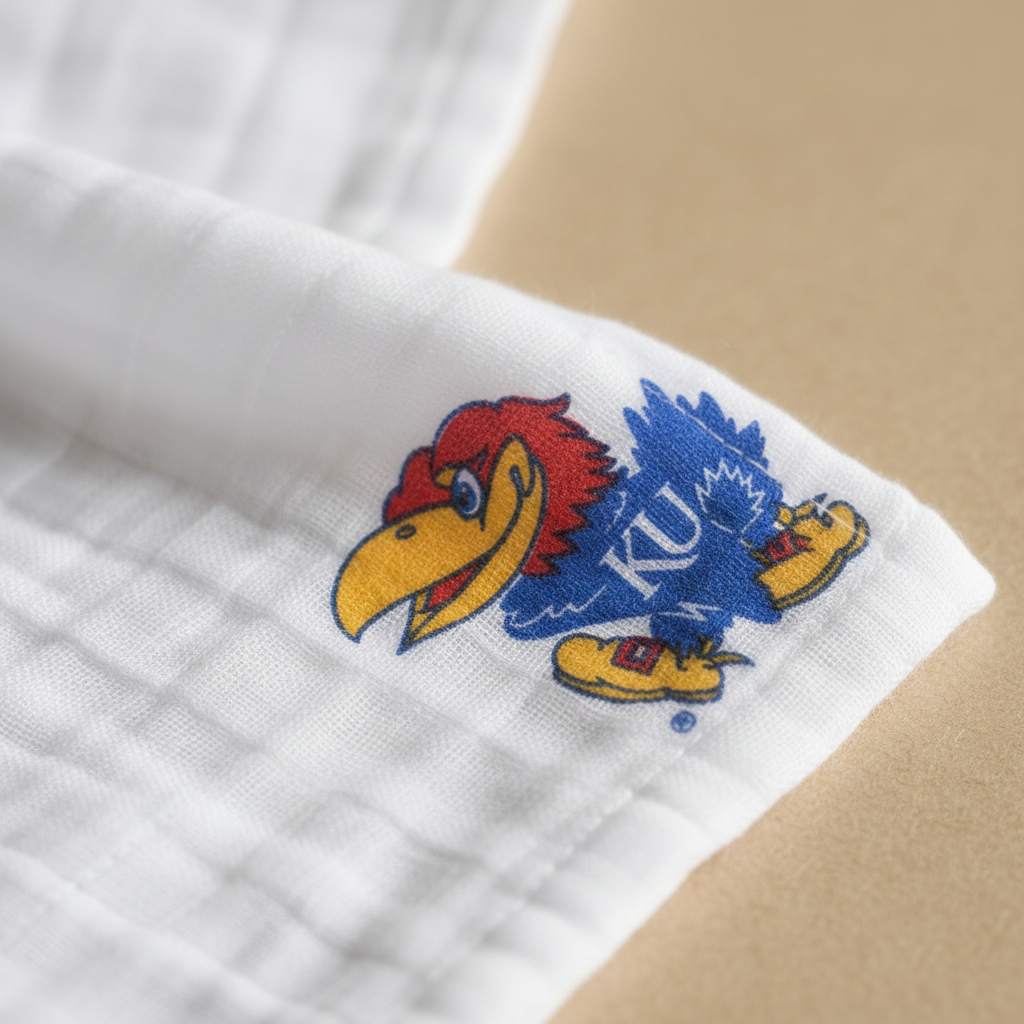University of Kansas Jayhawks Muslin Swaddle Blanket – Premium 100% Cotton 47x47 – Officially Licensed KU Newborn Gift