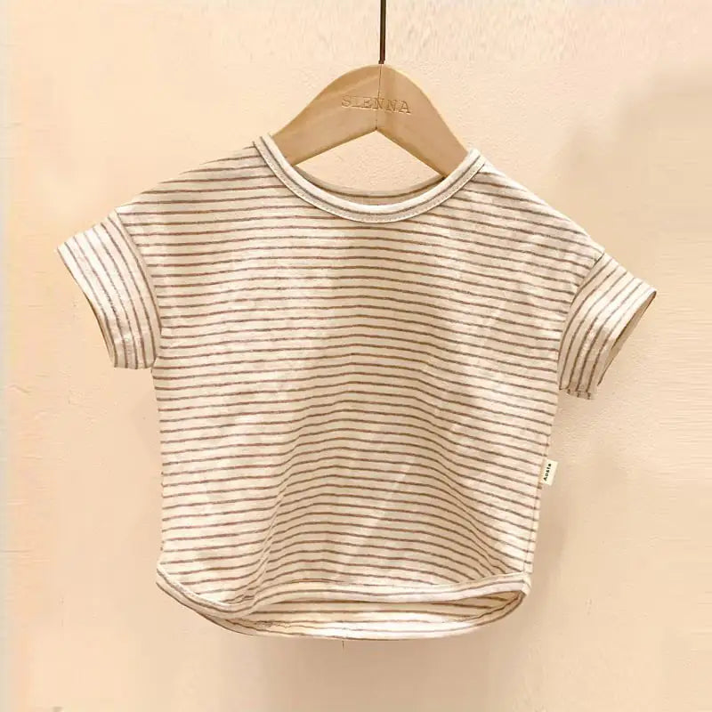 Striped Short Sleeve T-Shirt for Baby Boys and Girls