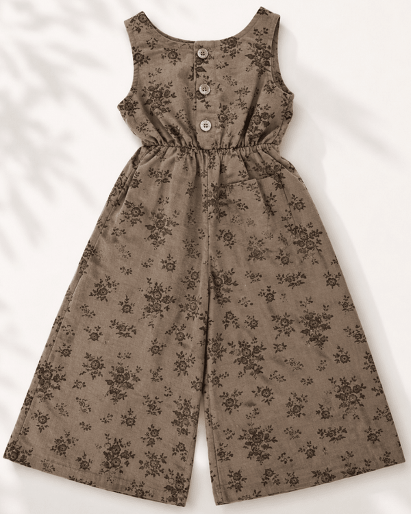 Wren Button Front Jumpsuit - Sepia Garden
